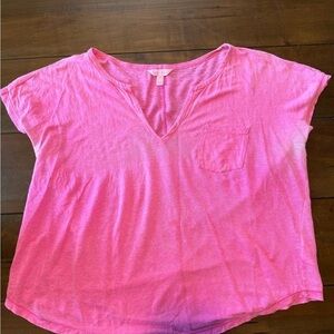 Pink V-Neck Women's Top